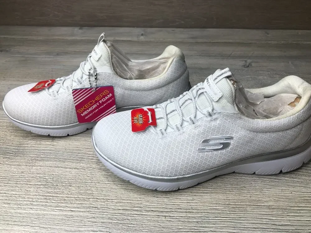 Sketchers Summits-brilliant Glow Sneakers White Mesh Wm Sz US 7.5 NEW